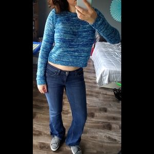 Hollister Cropped Knit Long Sleeve Sweater